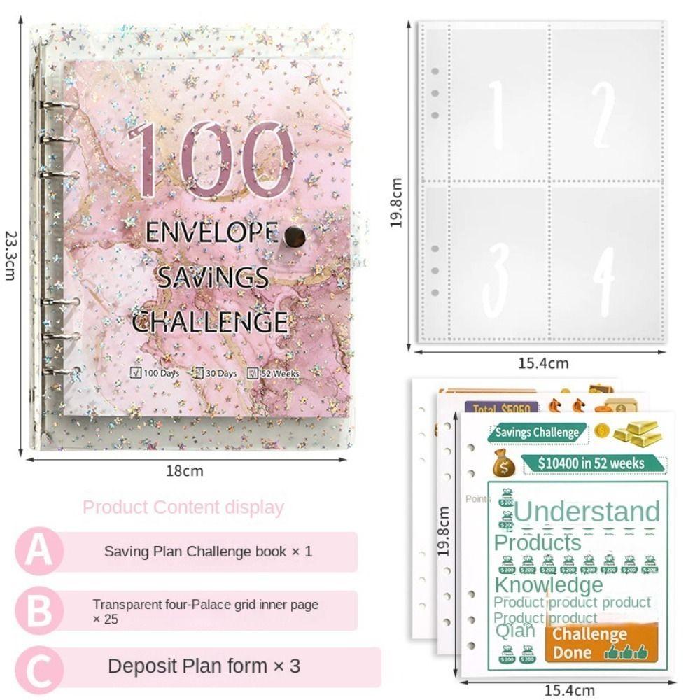 Shining 100 Envelopes Money Saving Challenge Large Capacity Savings Challenges Book  Children