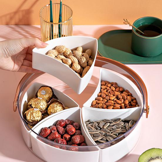 Отделение для фруктовой тарелки с прозрачной крышкой и ручкой-захватом. Большая вместимость, легко моется. Контейнер для хранения закусок.