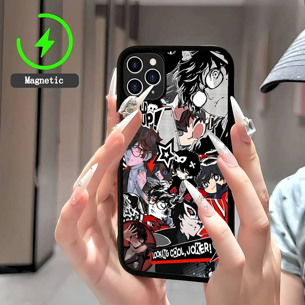 Classic Anime P-Persona 5 Magnetic Phone Case For IPhone 16 15 14 13 12 11 17 Pro Max Plus Wireless Charge Cover