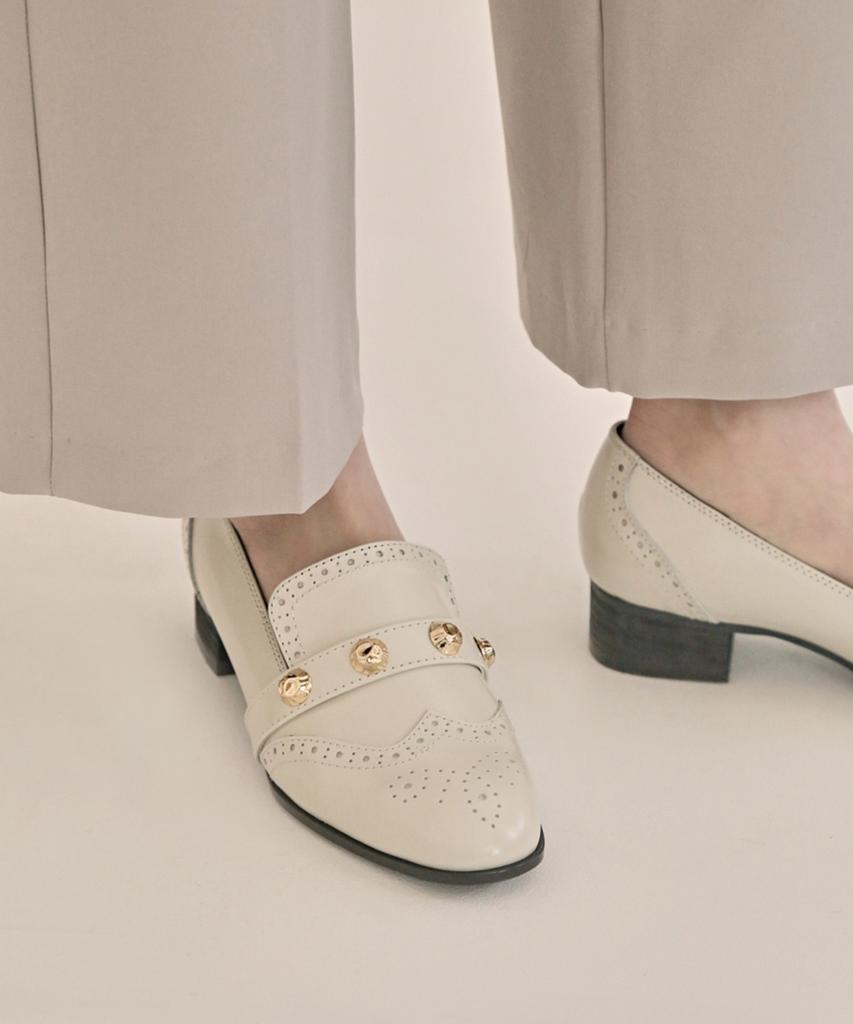 Ashgray Studios 1428 Myrne Gold Studded Loafers