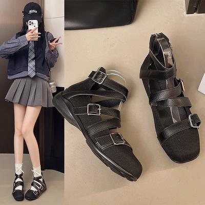 Модная женская обувь на плоской подошве, лоферы с квадратным носком, повседневные спортивные сандалии, новая модная летняя обувь 2025 для ходьбы, женская обувь с неглубоким вырезом