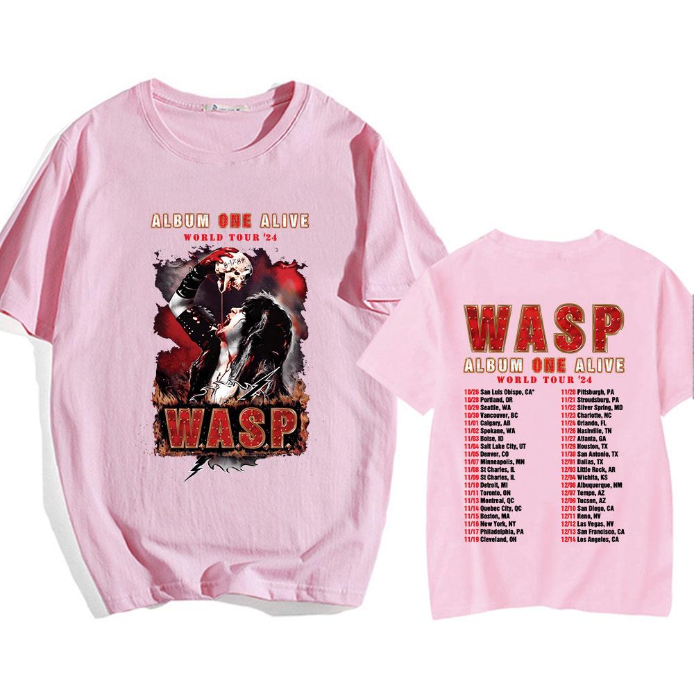 Альбом One Alive World Tour '24 Футболки WASP Nation Хип-хоп мода Мужская футболка Футболки Короткий рукав Круглый вырез Унисекс Уличная одежда