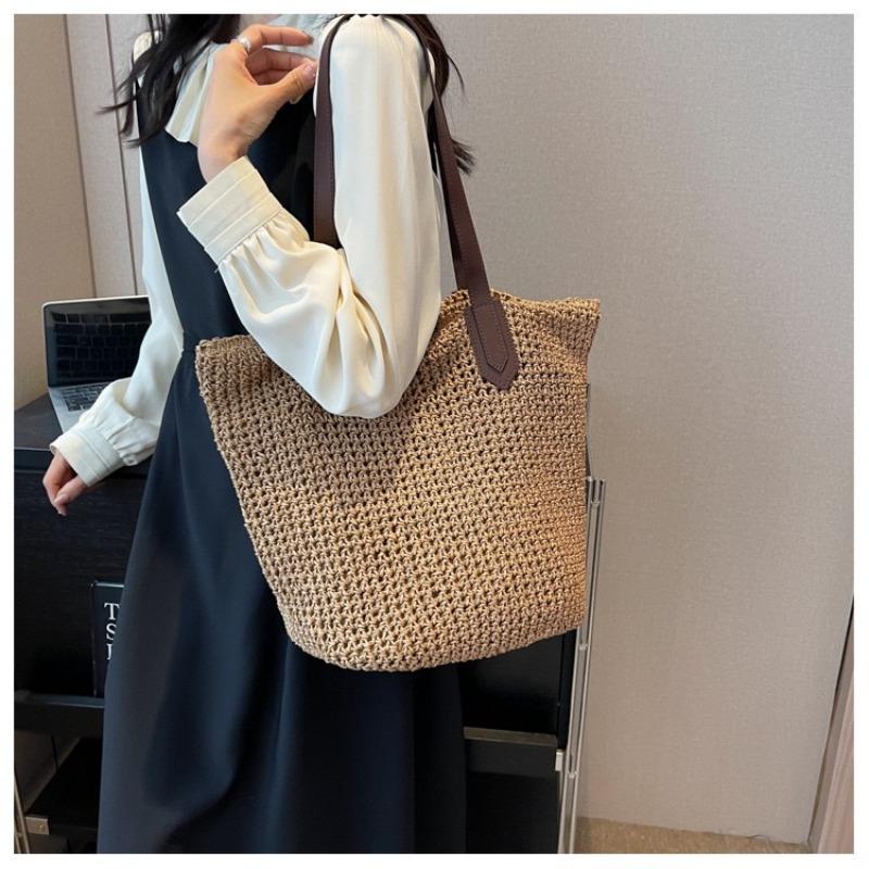 Новая летняя соломенная сумка на плечо соломенная сумка большой вместимости женская плетеная сумка отпуск пляжная сумка тоут женская сумка