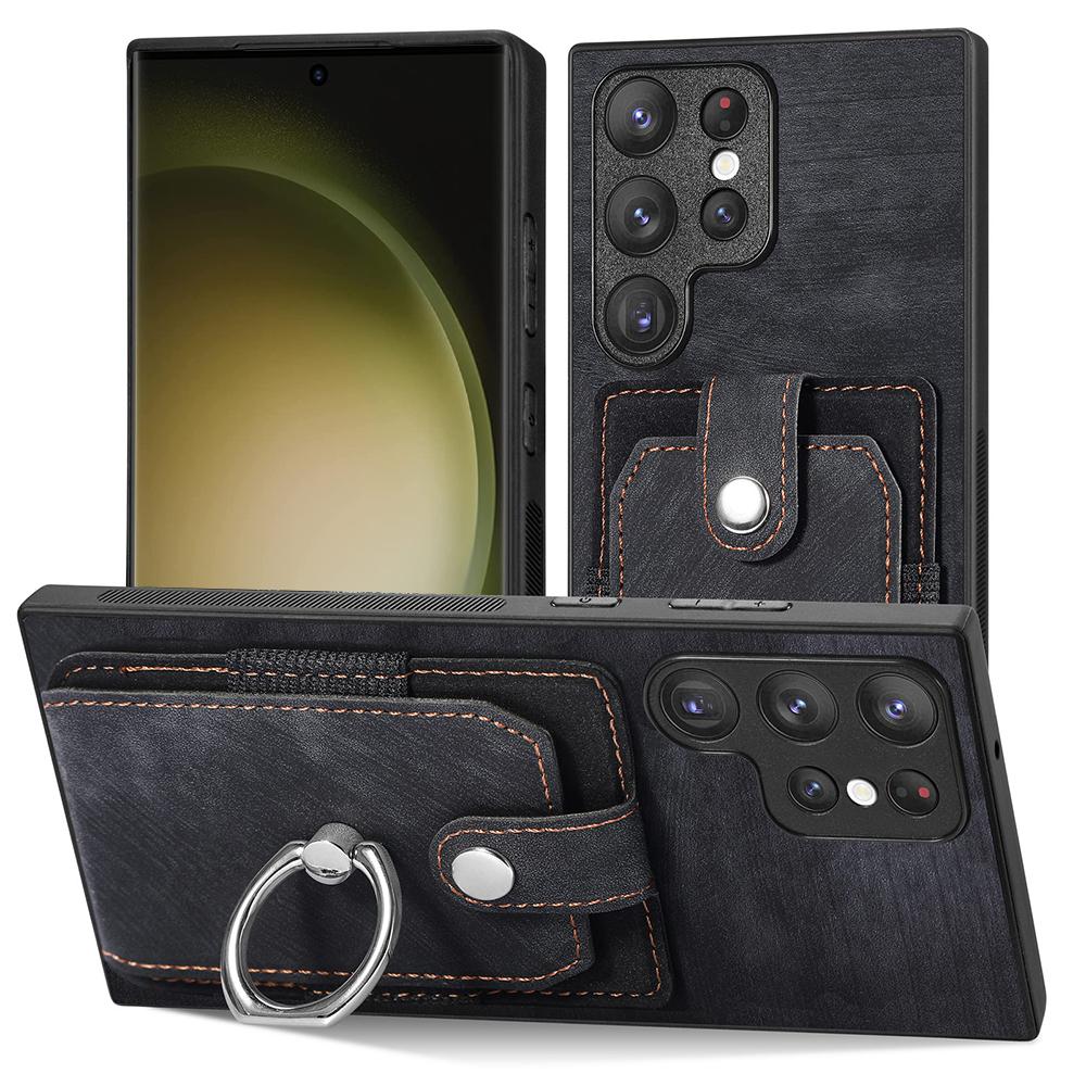 Чехол-кошелек со слотом для карт Samsung S23 S22 Ultra S21 S20 Fe A14 A34 A54 A13 A23 A33 A53 A12 A32 A52/iphone 14 13 12 11, кожаный чехол с держателем для кольца на палец