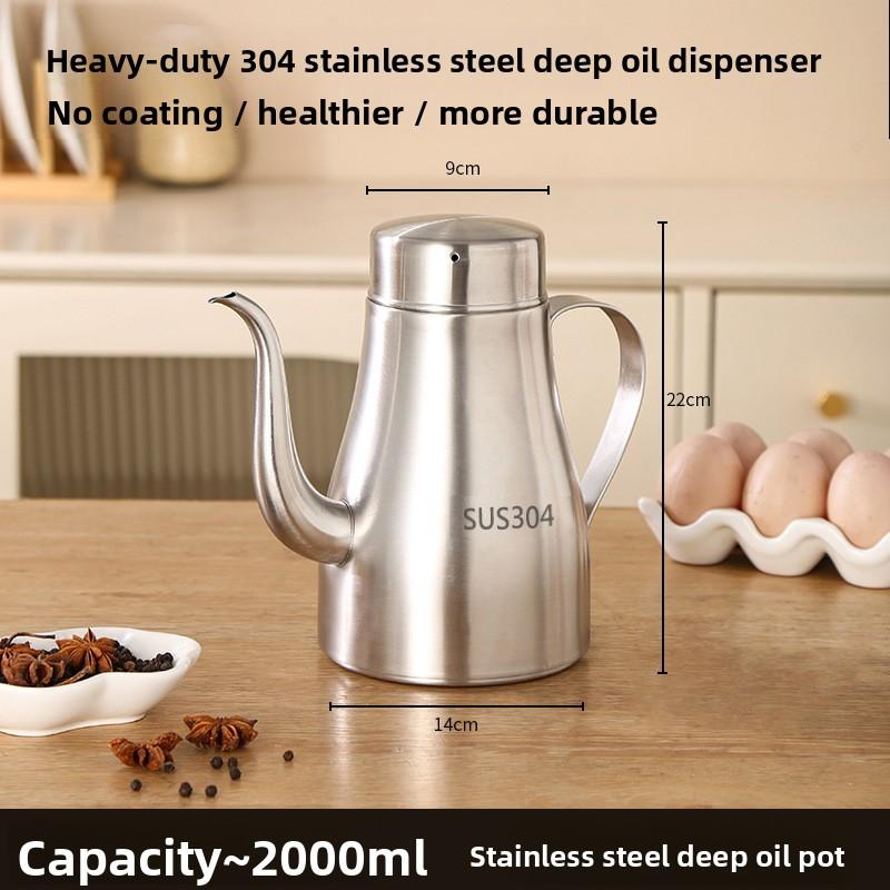 Extra Thick 304 Stainless Steel Oil Dispenser Kitchen Oil Bottle with Filter Non Drip Large Capacity Food Grade