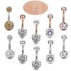 5Pcs/Set Stainless Steel Crystal Navel Belly Button Rings Bar Piercing Jewelry