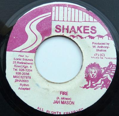 7-дюймовая пластинка JAH MASON - Fire NONE Shakes 1996 Ямайка Регги, Ска и Даб Б/У