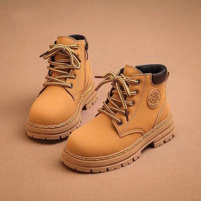 Осенние и зимние детские кожаные ботинки Детские ботинки Martin Маленькие желтые ботинки Короткие ботинки Classmate