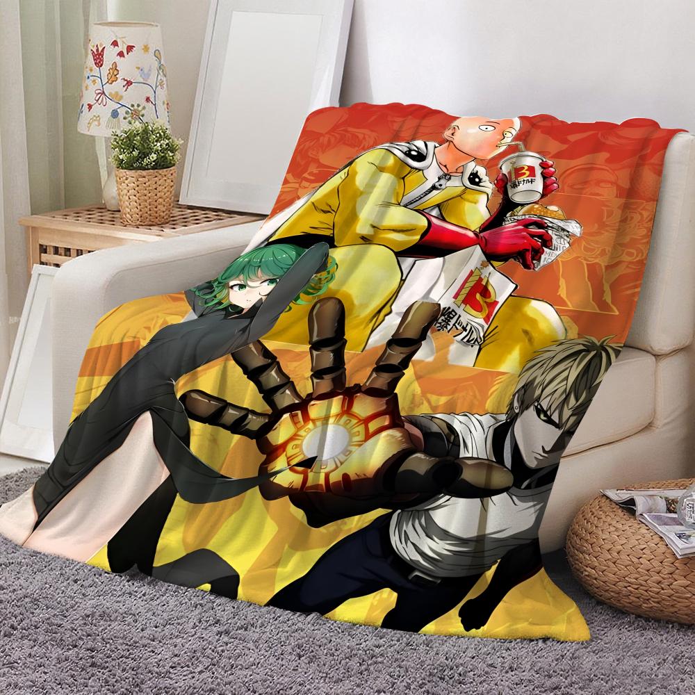 Anime One Punch Man Throw Flannel Throw Blanket: Soft Kid-Friendly Warm Anti-Static All Season Washable Couch Bed Home