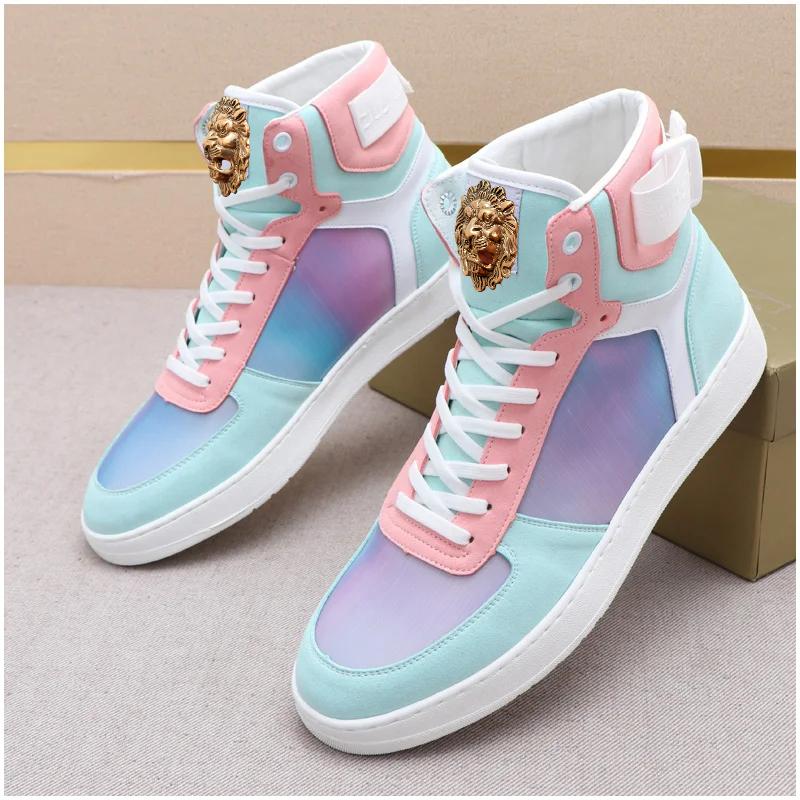 Модная яркая обувь с высоким верхом мужские новые осенние модные короткие ботинки вся повседневная обувь обувь для скейтборда с высоким верхом