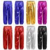 Kids Boys Girls Metallic Pants Elastic Waistband Shiny Trousers for Jazz Dance Cheerleading Stage Performance