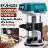 5 Speeds Brushless Cordless Electric Hand Trimmer Wood Router Woodworking Engraving Slotting Trimming for Makita 18V