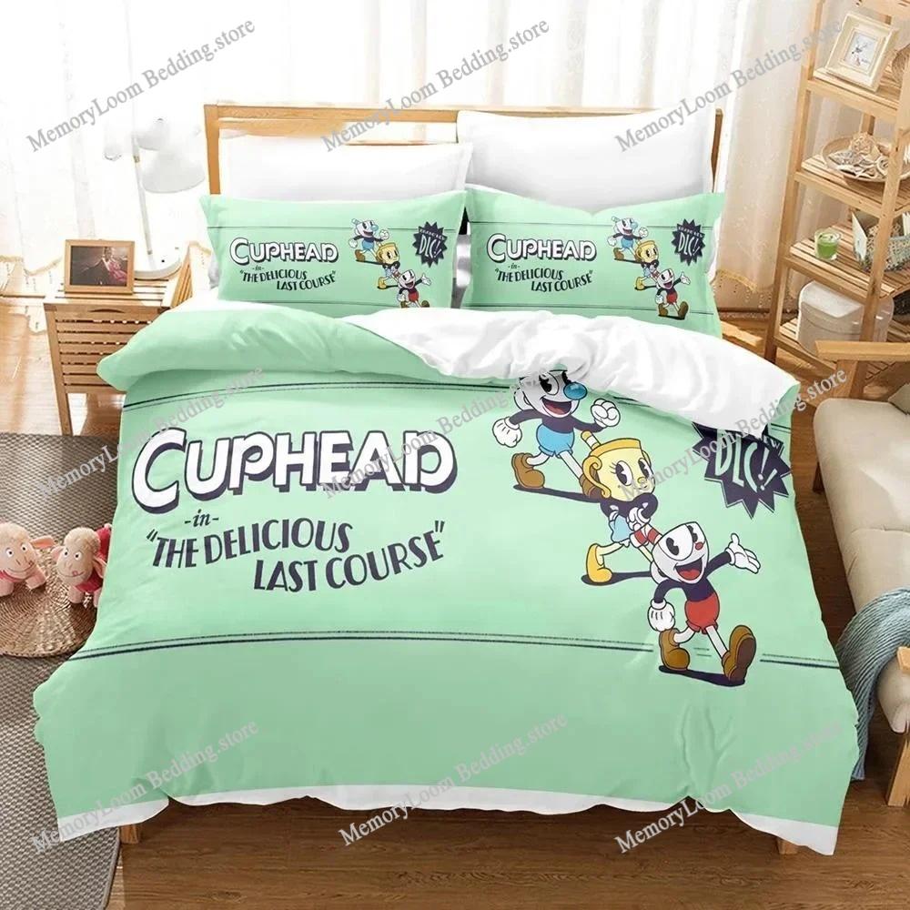 Cartoon Cuphead Show Комплект постельного белья для мальчиков и девочек Twin Queen Size Пододеяльник Наволочка Кровать для детей и взрослых Мода Домашний текстиль Текстиль