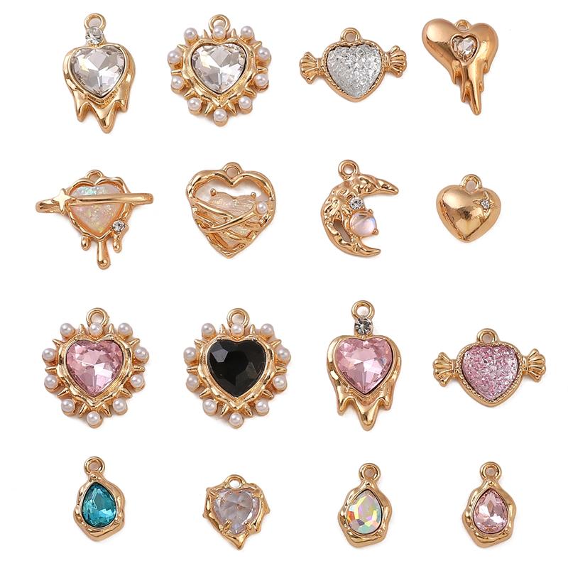 Подвеска из алмазного сплава в форме сердца, звезды и луны, ожерелье, браслет, серьги, аксессуары для ювелирных изделий своими руками