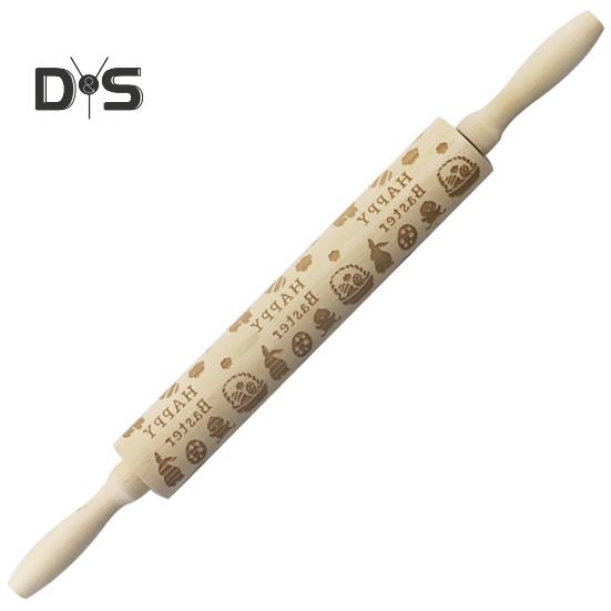 Rolling Pin Labor-saving Wood Flower Pattern Embossing Baking Roller