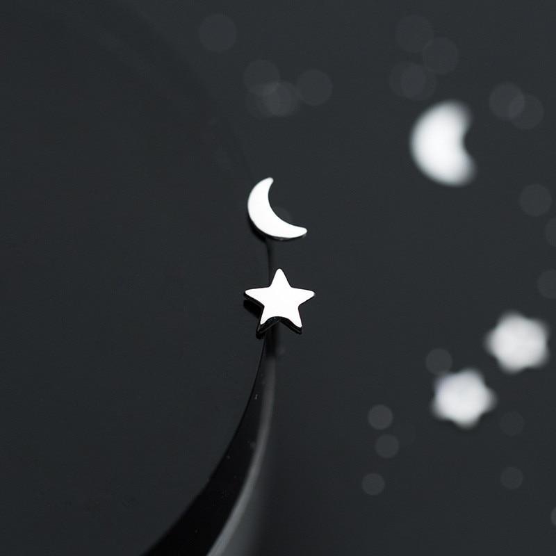 Модные серебряные женские милые серьги-гвоздики со звездами и луной для школьниц, свадебные украшения для дочери Eh271