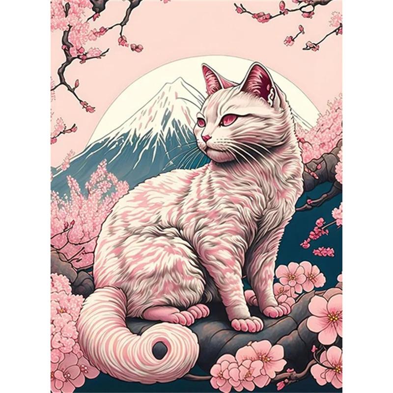 DIY Diamond Painting Pink Cat Stitch Kit Mosaic Art Diamond Painting Full Circle/Square Diamond Home Decoration