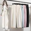 Dimanaf 2025 Summer Plus Size Women Wide Leg Pants High Waist Basic Elastic Pants Loose Casual Solid Pants 5XL