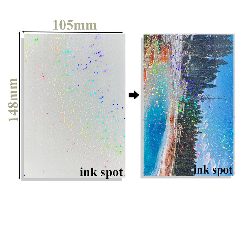 50 листов водонепроницаемой пленки для холодного ламинирования A6 с голограммой, звездами и точками, самоклеящаяся бумажная пленка, самодельная упаковочная пленка для фотоламинирования карточек