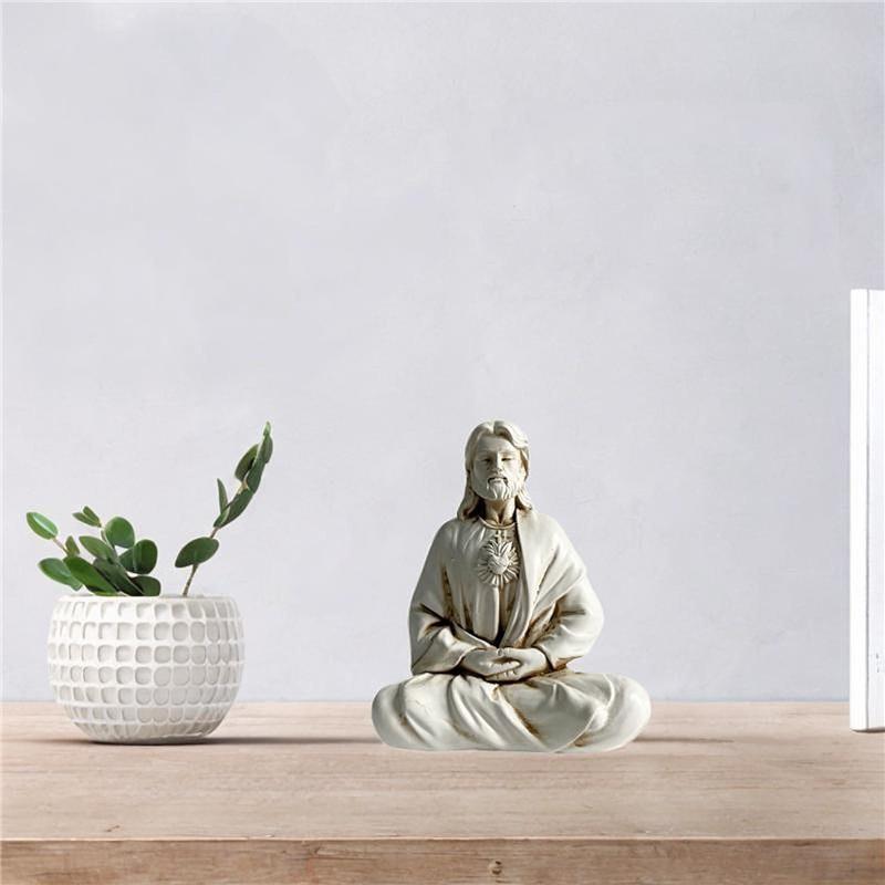 Meditating Jesus Figurine Decorative Traditional Xmas Collection 4.3x3.5inch