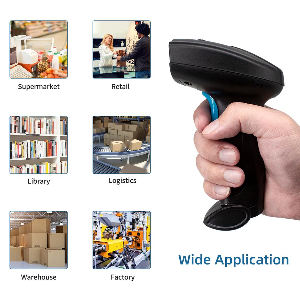 1D 2D Barcode Scanner Handheld USB Wirelss Bar Code Reader Manual Trigger/Auto Continuous Scanning