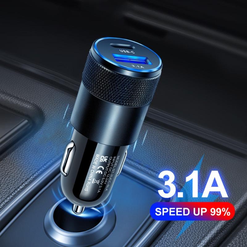 Автомобильное зарядное устройство 66 Вт USB Type-C Быстрая зарядка Адаптер для телефона Для Xiaomi Huawei PD Зарядное устройство для телефона Автомобильный адаптер Розетка Прикуривателя