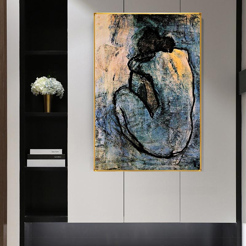 Pablo Picasso Oil Painting "Blue Nude" Oil Painting Poster and Printmaking Wall Art