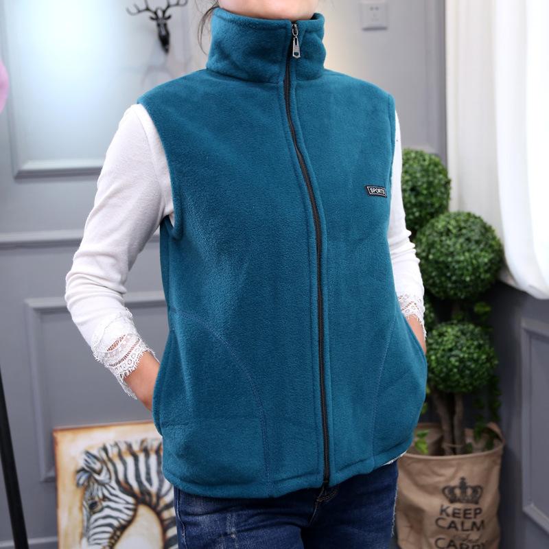Plus Size Autumn Women Polar Fleece Fabric Vest Large Sleeveless Jacket Fashion Zipper