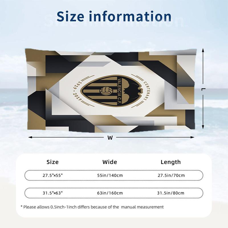 Valencia FC print Quick Dry Beach Towel Microfiber Absorbent Portable Travel Swimming Towel