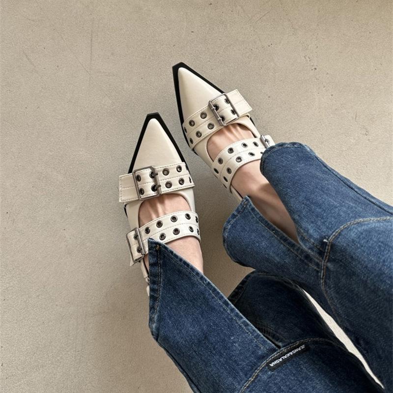 French Small Fragrant Style Pointed Mary Jane Shoes Retro Medium Thick Heel Single Shoes Women's Spring and Summer 2025 Skirt Small Leather Shoes