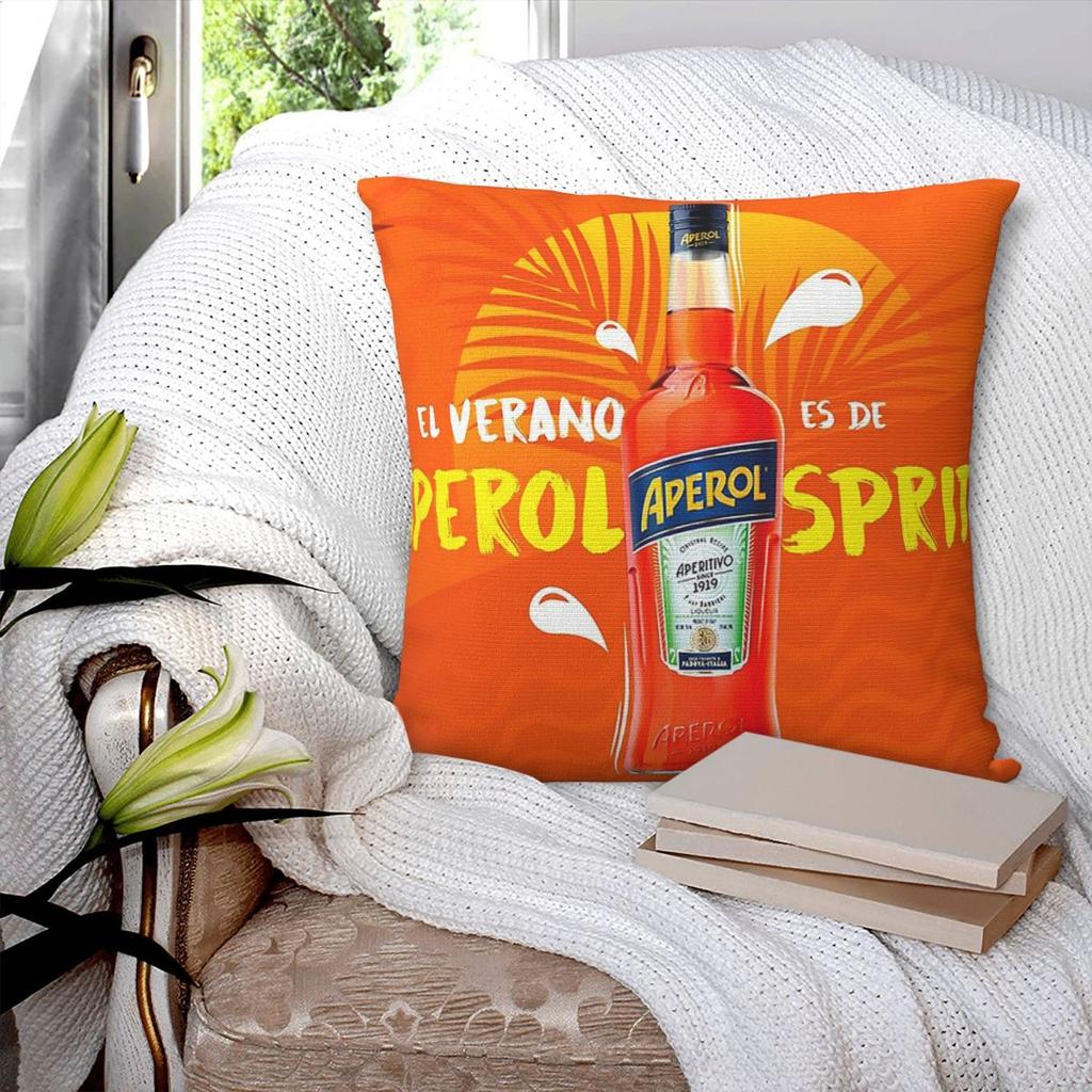 Sunset Cocktail Aperol Spritz Square Pillowcase Pillow Cover Polyester Cushion Decor Comfort Throw Pillow for Home Sofa