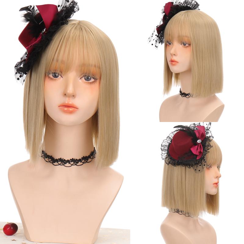 Короткий парик из прямых волос, коричневый BOB Лю Хай, женский парик, высокая термостойкость