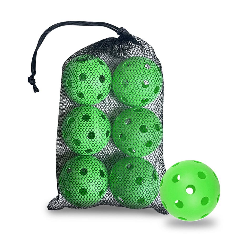 6pcs PVC Pickle Balls with Bag Balanced Competition Ball Portable Pickleball Balls Indoor