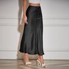 Satin High Waist Drawstring Tie Solid Color Halter Skirt