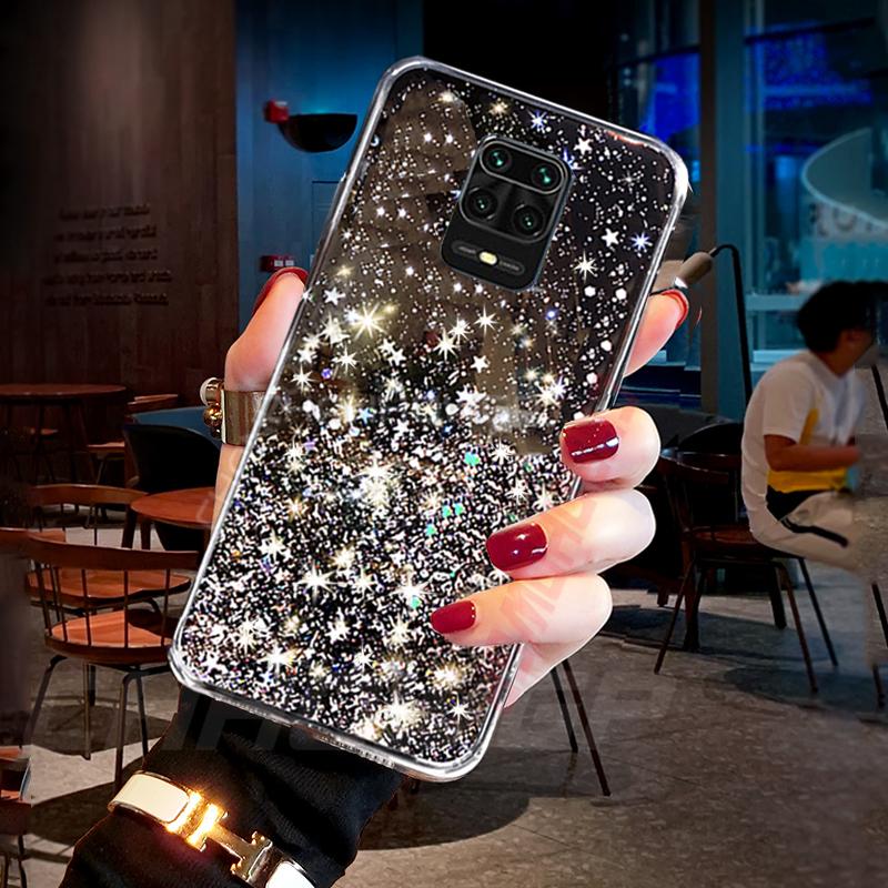Чехол для Xiaomi Redmi Note 9S 9 Pro Note9, мягкая задняя крышка из ТПУ с блестками и блестками для Redmi 9 9A 9AT 9C, NFC, прозрачные силиконовые чехлы для телефонов с сияющей звездой