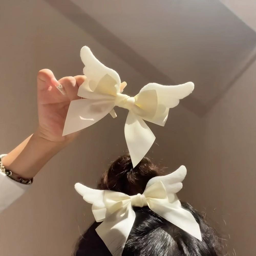 Satin Ribbon Bow Hair Clip Alligator Clip Hair Barrette New Angel Wing Hair Clip