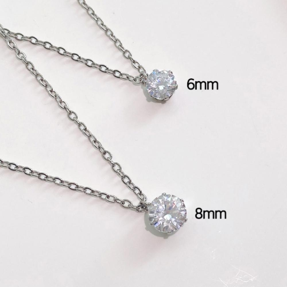 Gelluna Women's Surgical Cubic Round Chain Necklace M-42 All (6mm+8mm) 2 pieces