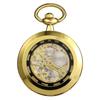 TREEWETO Antique Mechanical Skeleton Pocket Watch with Chain Hand-wound Men's (Gold)