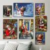 Snowman Santa Claus Wall Art Canvas Painting Posters and Prints Pictures for Kids Home Decoration Christmas Gift