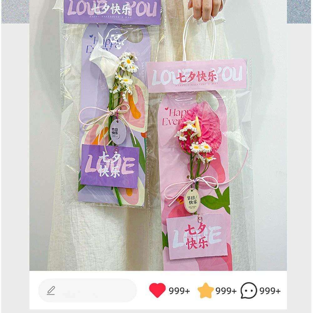 5pcs Carnation Flower Card Handheld Flower Insert Bag New Flower Tote Bag Teachers' Day