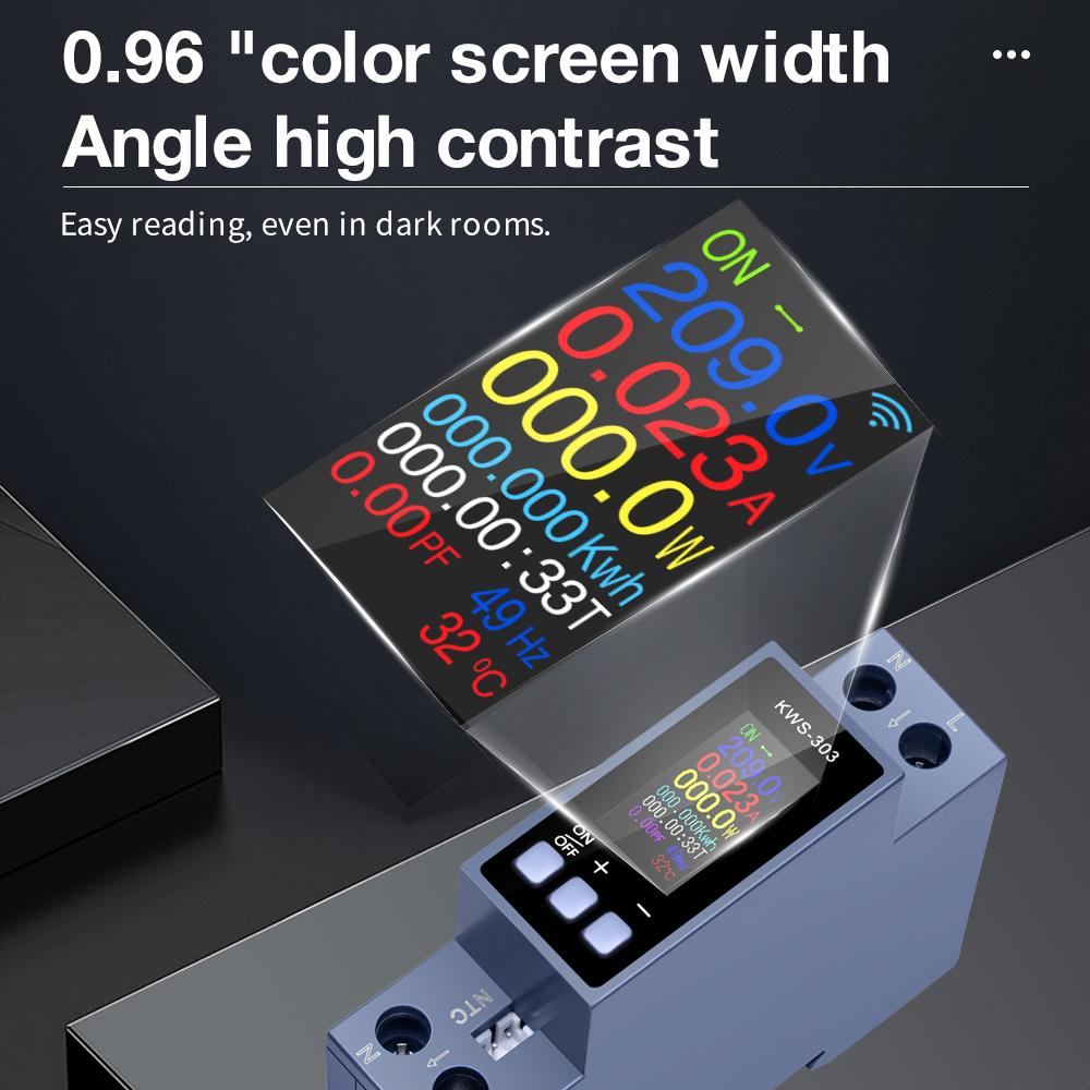 Tuya WiFi Измеритель мощности 2P AC Измеритель энергии Управление через приложение 85-290В/40А Измеритель напряжения и тока Измеритель потребления электроэнергии Smart Life