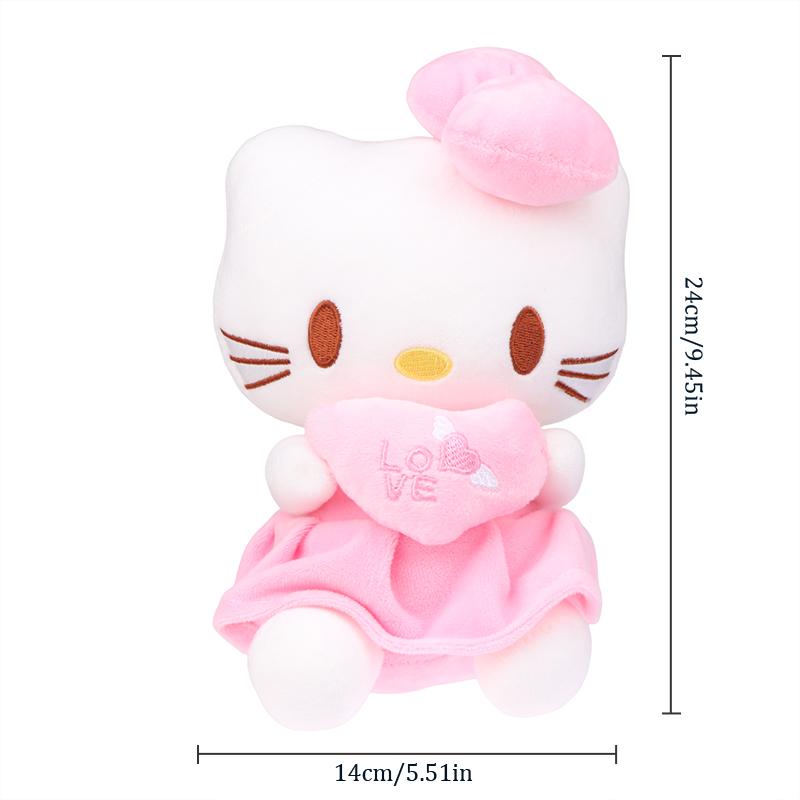 Sanrio Hello Kitty Плюшевая кукла Игрушка Сердечко Обнимающая Розовая Кошка Китти Мультяшное Животное Плюшевая Успокаивающая Игрушка Для Малыша Декор Кровать Подарок