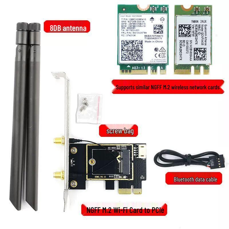 Адаптер NGFF M.2 на PCIe для беспроводной сетевой карты с антенной и задней панелью