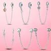 925 Silver Safety Chain Silver 925 Band of Heart Safety Chain Charms Beads Fit Original Bracelet Jewelry Making