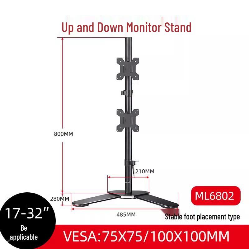 No-Drill Dual Screen Desktop Monitor Stand with Pneumatic Retractable Arm