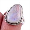 Кольцо из стерлингового серебра 925 пробы с натуральным радужным лунным камнем, размер 7 M7G31