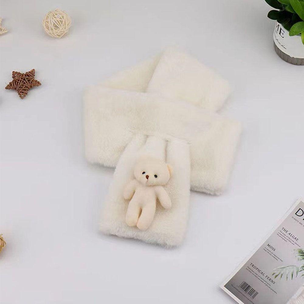 Color Faux Rabbit Fur Plush Bear Christmas Candy Cross Scarf Neck Warmer Plush Scarf Warm Scarf