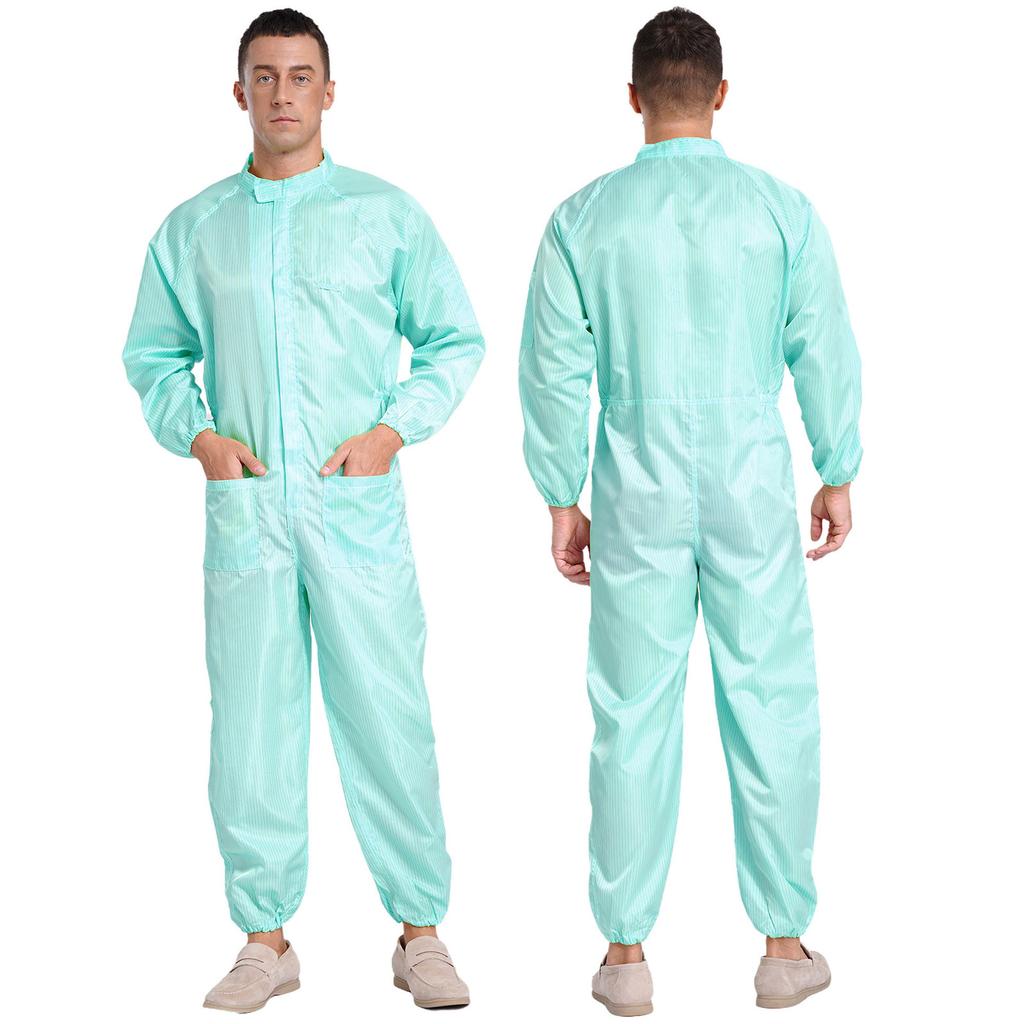 Stand Collar Front Zip Jumpsuit M-5XL - Mens Adults Anti-static Dustproof Full-body Coveralls for Workshop Worker