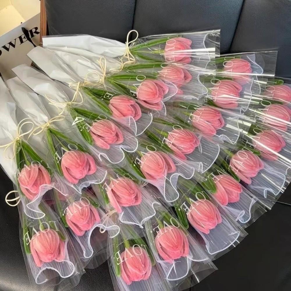 Handmade Sweet Flower Bouquet Graduation Gifts Artificial Tulip Flower Tulip Twisting Rod Birthday