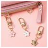 New Colord Enamel Cherry Blossom Keychains Sweet Flower for Women Car Bag Pendant DIY Handmade Jewelry Gift Bag Charm